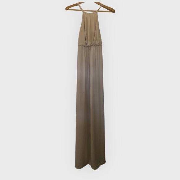Show Me Your MuMu Beige Amanda Sleeveless Halter Maxi Dress Size Small - Picture 4 of 11